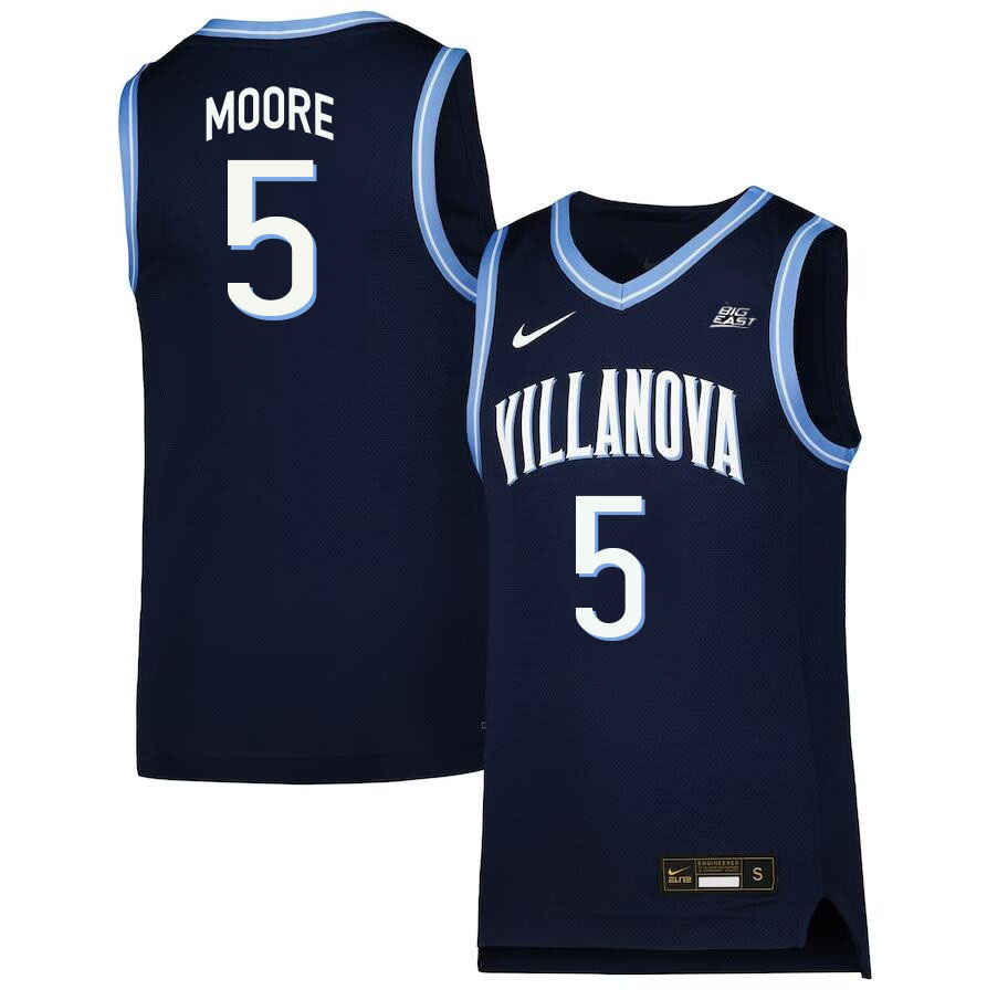 Men #5 Justin Moore Willanova Wildcats College 2022-23 Basketball Stitched Jerseys Sale-Navy
